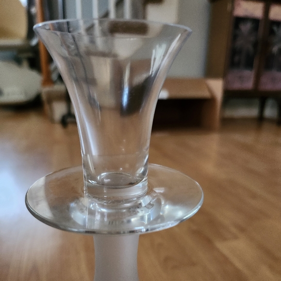 Pair of 13 inch Orrefors Rare Swedish frosted glass crystal candlesticks - Picture 5 of 7